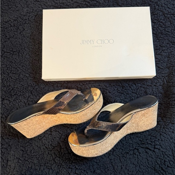 Jimmy Choo Brown and tan Wedge Sandals - Picture 2 of 9